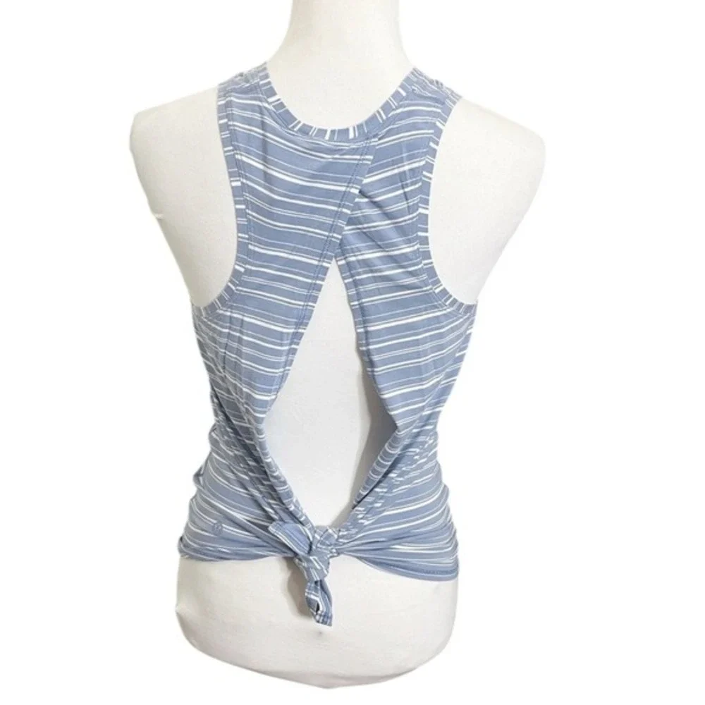Lululemon Striped All Tied Up Open Back‎ Sleeveless Tank Top Stretch Gray Size 4